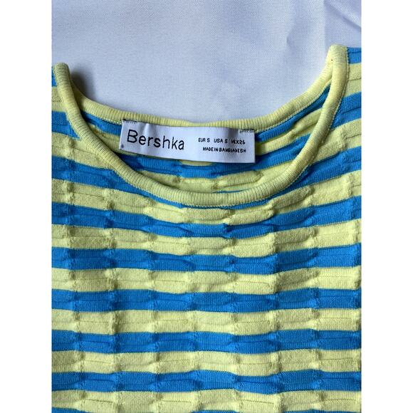 Bershka Yellow and Blue Striped Mini Dress With Cut Out Sides Size Small - Picture 2 of 2
